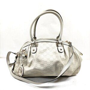 Authentic Gucci Hand Bag Beige Leather mn333-020626